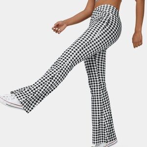 HALARA Black & White Gingham Flare Pants